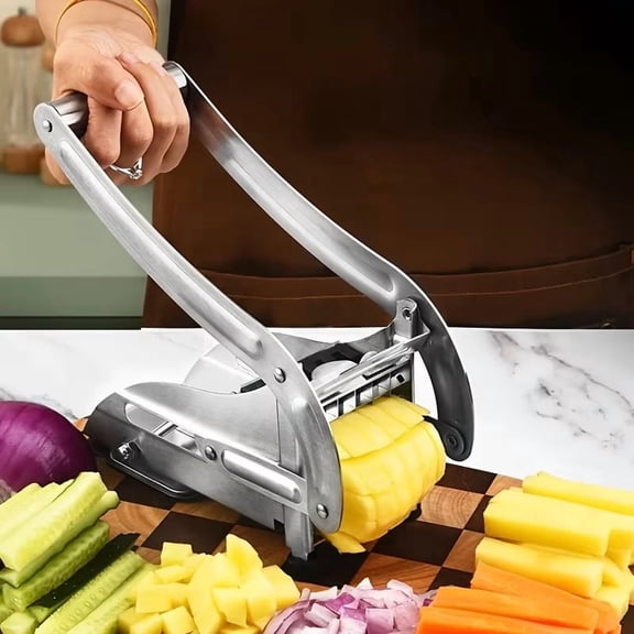 Multifunctional Stainless Potato Cutter, Vegetable Fry Maker And Cucumber Strip Kitchen Cutting Tool For Food Preparation Cooking And Creative Meal Making Silver