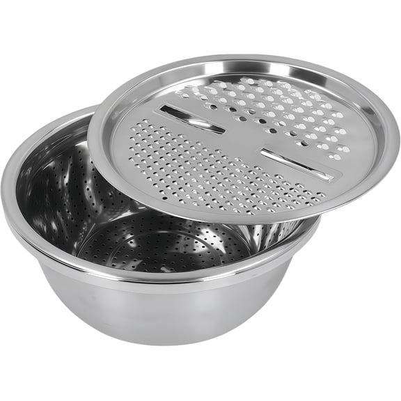 Multifunctional Stainless Steel Basin Germany 3 In 1 Grater Strainer Vegetable Cutter with Drain Basket Salad Maker Bowl for Kitchen 105 inch