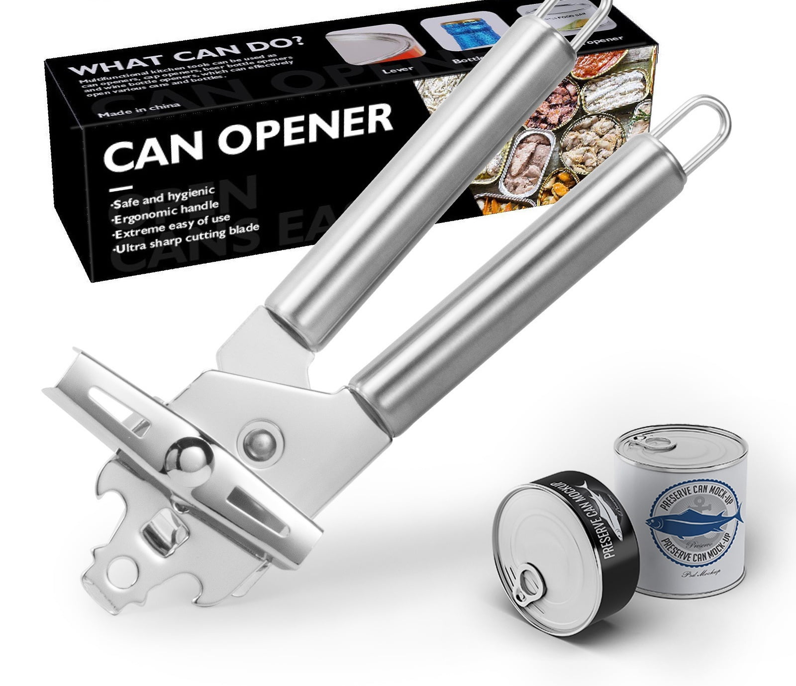 Multifunctional Stainless Steel Can Opener Tool - Modern Kitchen Gadget for Effortless Opening