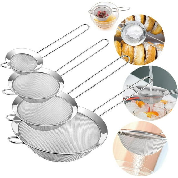 Multifunctional Stainless Steel Filter Spoon, 4-Piece Fine Mesh Milter, Stainless Straniners, Easy to Clean. Safe, and Versatile