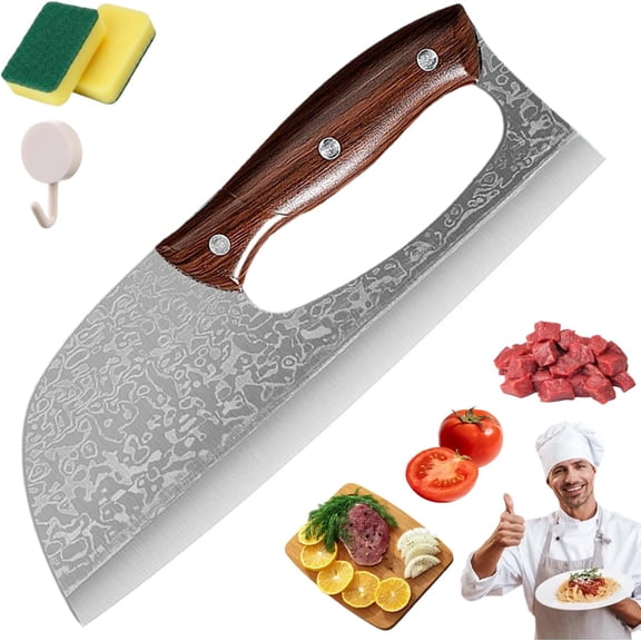 Multifunctional Stainless Steel Labor-Saving Kitchen Knife, Professional Hand Meat Cleaver Chef Knife, with Finger Hole, for Seniors, for Kitchen Meat Vegetable Cutting