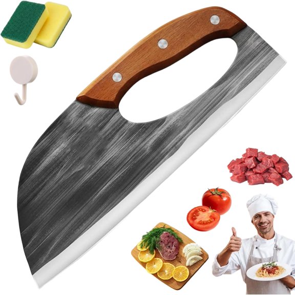 Multifunctional Stainless Steel Labor-Saving Kitchen Knife, Professional Hand Meat Cleaver Chef Knife, with Finger Hole, for Seniors, for Kitchen Meat Vegetable Cutting