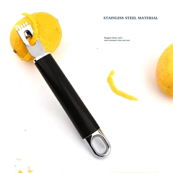 Multifunctional Stainless Steel Lemon Peeler, Silver Channel Knife Citrus Tool with Hanging Loop for Kitchen Home Bar Cocktail