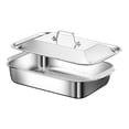 thumbnail image 1 of Multifunctional Stainless Steel Serving Tray Square Silver Food Platter Rusts Resistant Dishwasher Safe Dinner Tray, 1 of 5