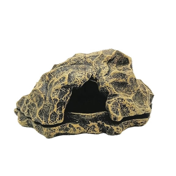 Multifunctional Stone Hide Cave Ornament, Aquarium Reptile Habitat Shelter, Decorative Hide House for Betta Shrimp Turtle Gecko Amphibians