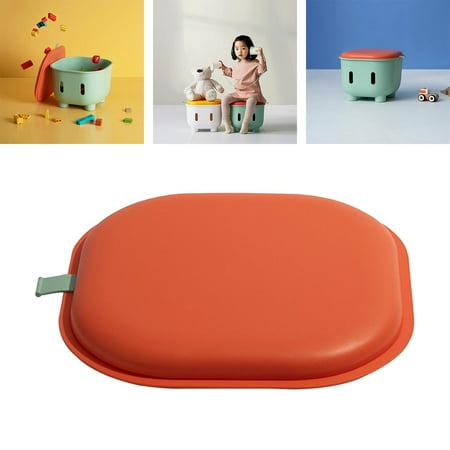 Multifunctional Storage Ottoman, Ottoman Foot Rest, Foot Stool , Children's Storage Stool, for Living Room orange