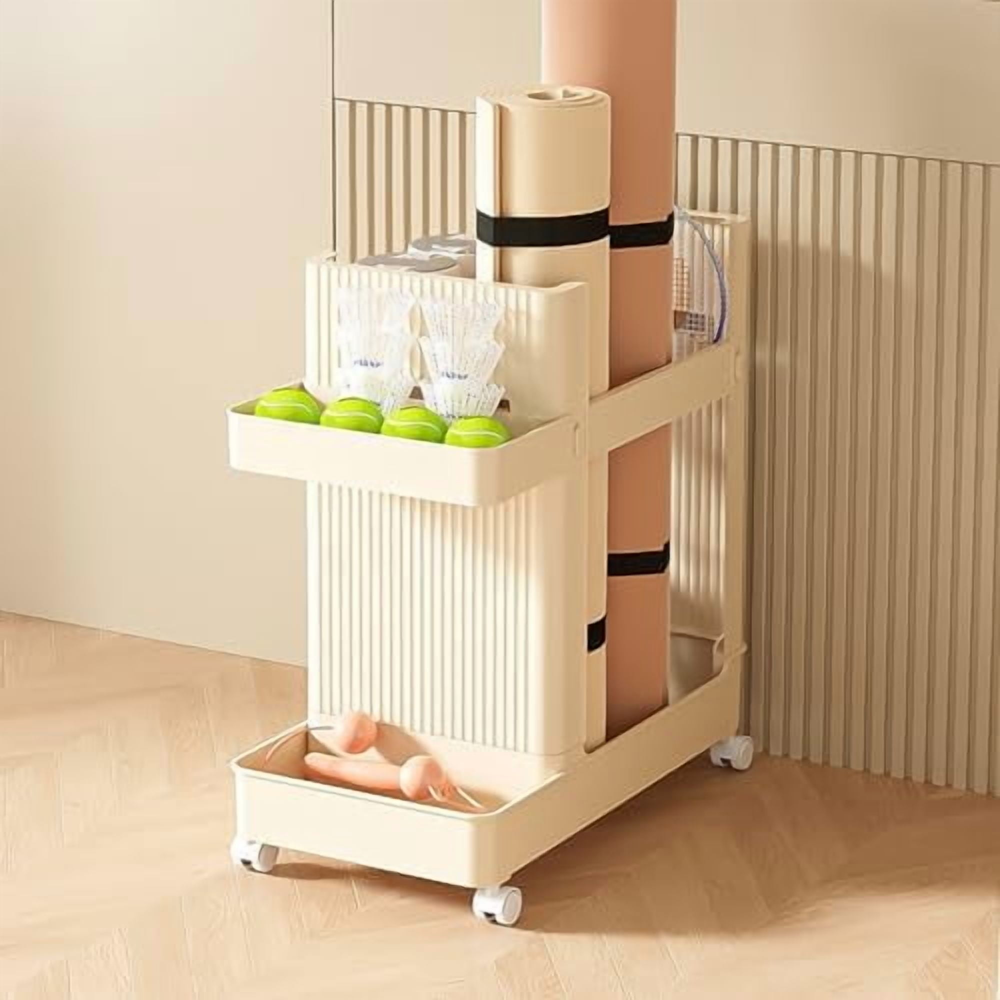Multifunctional Storage Rack on Wheels, Floor Standing Storage Shelf ...