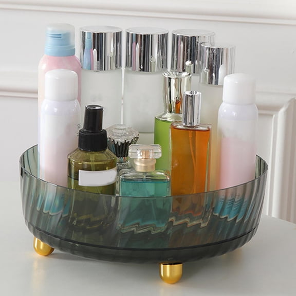 Multifunctional Storage Tray 360 Degree Rotation Ornaments Round Container for Bathroom Cabinet Sundries Bedroom Living Room
