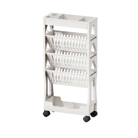 Multifunctional Student Desk 29.9x14.5in | Large Capacity 5-Layer Foldable Bookshelf | White/Gray/Orange Plastic Portable Storage Rack for School/Home (3.2lb)