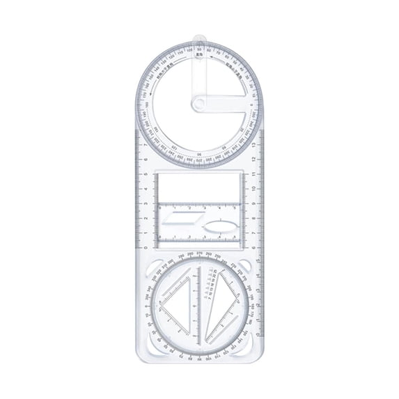 Multifunctional Student Math Ruler Transparent Plastic Movable Drawing Template Measuring Ruler