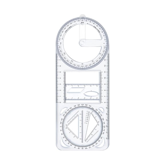 Multifunctional Student Math Ruler Transparent Plastic Movable Drawing Template Measuring Ruler