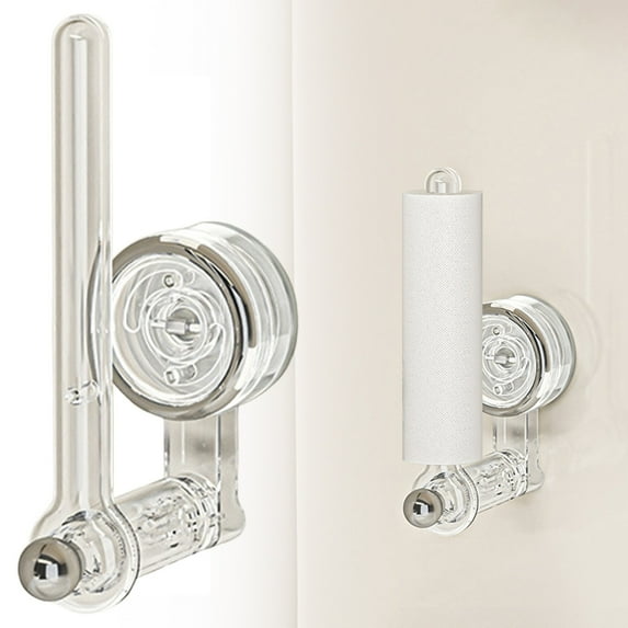 Multifunctional Sucker Hanging Rod, Multifunctional Adjustable Rod, Suction Cup Paper Towel Holder, No Drill Suction Cup Hanging Rod for Wall, for Kitchen Bathroom, Clear