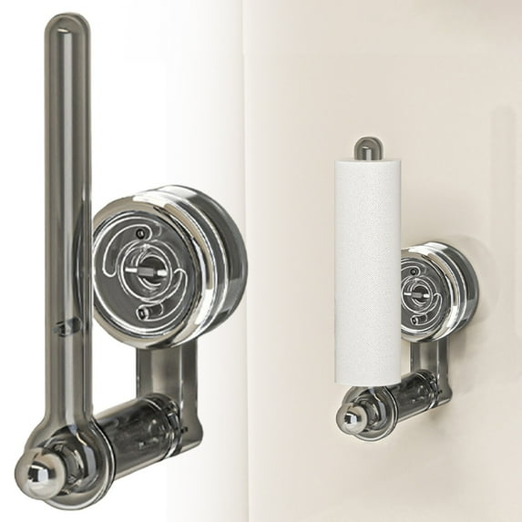 Multifunctional Sucker Hanging Rod, Multifunctional Adjustable Rod, Suction Cup Paper Towel Holder, No Drill Suction Cup Hanging Rod for Wall, for Kitchen Bathroom, Grey