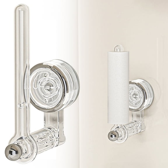 Multifunctional Sucker Hanging Rod, Multifunctional Adjustable Rod, Suction Cup Paper Towel Holder, No-Drill Suction Cup Hanging Rod for Paper Towel and Rag in Kitchen Bathroom Living Room (Clear)