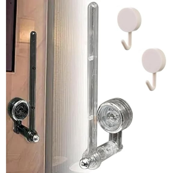Multifunctional Sucker Hanging Rod, Wrapping Paper Holder for Wall No Drill Mounted Hand Towel, Adjustable Suction Hanging Rod, Command Broom Holder Wall Mount Without Nails for Kicthen Bathroom(Clea