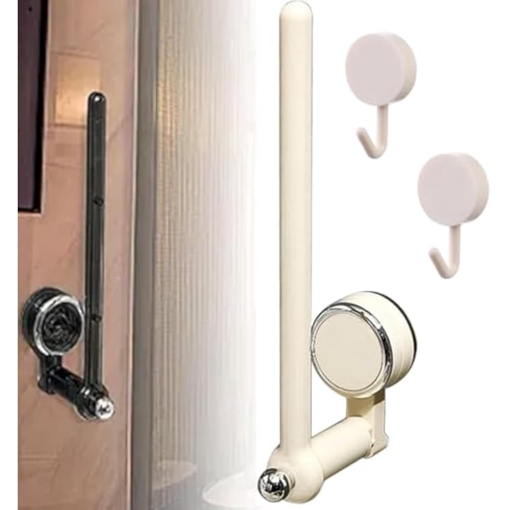 Multifunctional Sucker Hanging Rod, Wrapping Paper Holder for Wall No Drill Mounted Hand Towel, Adjustable Suction Hanging Rod, Command Broom Holder Wall Mount Without Nails for Kicthen Bathroom(Whit