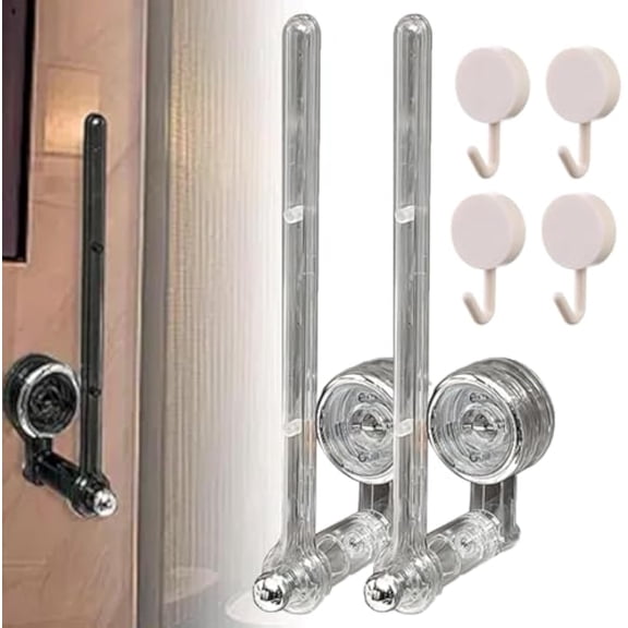 Multifunctional Sucker Hanging Rod, Wrapping Paper Holder for Wall No Drill Mounted Hand Towel, Adjustable Suction Hanging Rod, Command Broom Holder Wall Mount Without Nails for Kicthen Bathroom(Clea