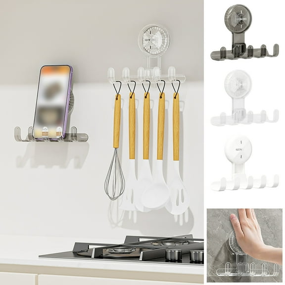 Multifunctional Suction Cup Hook, Non Perforated Bathroom Storage Rack with Strong Adhesive Grip, Holds Toiletries & Organizes Shower Essentials for Small Space Wall Storage Solutions