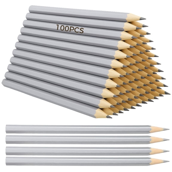 100 Pcs Silver Streak Welding Pencils, High-Temp Metal Marking Pencils with Sharp Lead, for Welders, Fabricators, Electricians & Carpenters, 17.4cm Wood Body