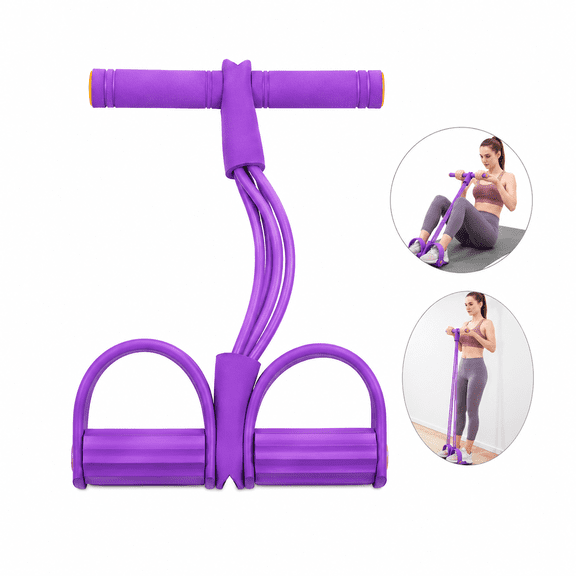 Multifunctional Tension Cord, 4-Tube Elastic Exercise Band with Handle, Foot Pedal Puller for Home Workout