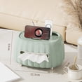 thumbnail image 1 of Multifunctional Tissue Box Cover with Storage, Desktop Organizer for Remote Control & Phone, Modern Striped Decorative Tissue Holder for Living Room, Bedroom & Office, 1 of 2