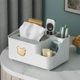 thumbnail image 1 of Multifunctional Tissue Box Holder, Plastic Storage Organizer with Lid for Desktop and Living Room, Holds Remote Controls, Tissues, and Office Supplies, 1 of 6