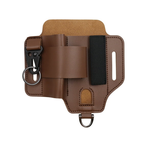 Multifunctional Tool Case Portable Leather Tools Storage Pockets Belt Storage Box Flashlight Holster