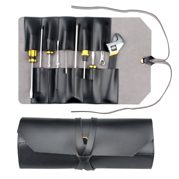 Multifunctional Tool Roll Bag Leather Portable Repair Carpenter Electrician Bag Screw Wrench Storage Hardware Tool Bag