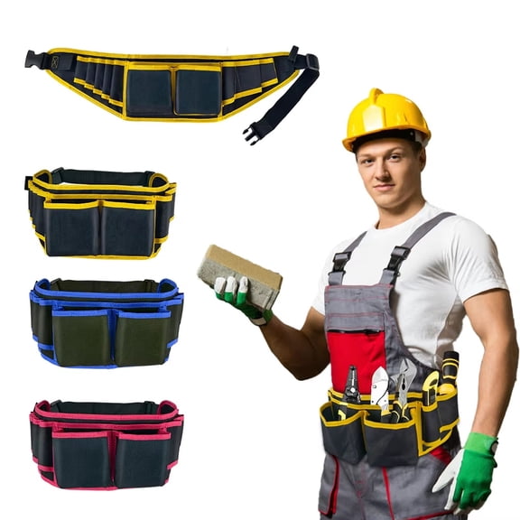 Multifunctional Tool Storage Bag Blue Waist Small Tool Belt Pouch Belt Electrician Drill Holder Screwdriver Hardware Organizer for Carpentry Woodworking Perfect for Home Workshop Garden Projects Blue