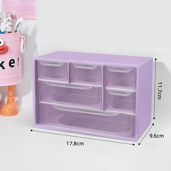Multifunctional Transparent Six Grid Drawer Storage Box Multi-layer Desktop Storage Box Large Capacity Dustproof Organizing Box