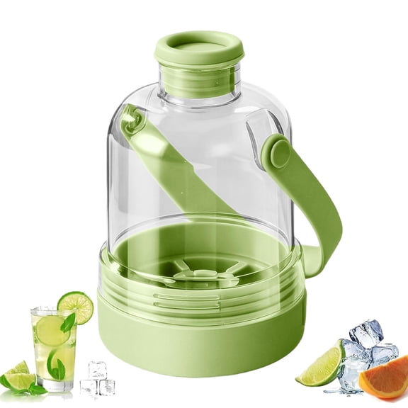 Multifunctional Transparent Water Bottle Ice Maker, 2-In-1 Ice Cube Bottle With Handle, Portable Touch-Free Ice Maker For Travel Gym, Home Office Use