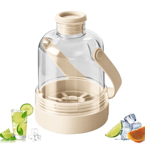 Multifunctional Transparent Water Bottle Ice Maker, 2-In-1 Ice Cube Bottle With Handle, Portable Touch-Free Ice Maker For Travel Gym, Home Office Use