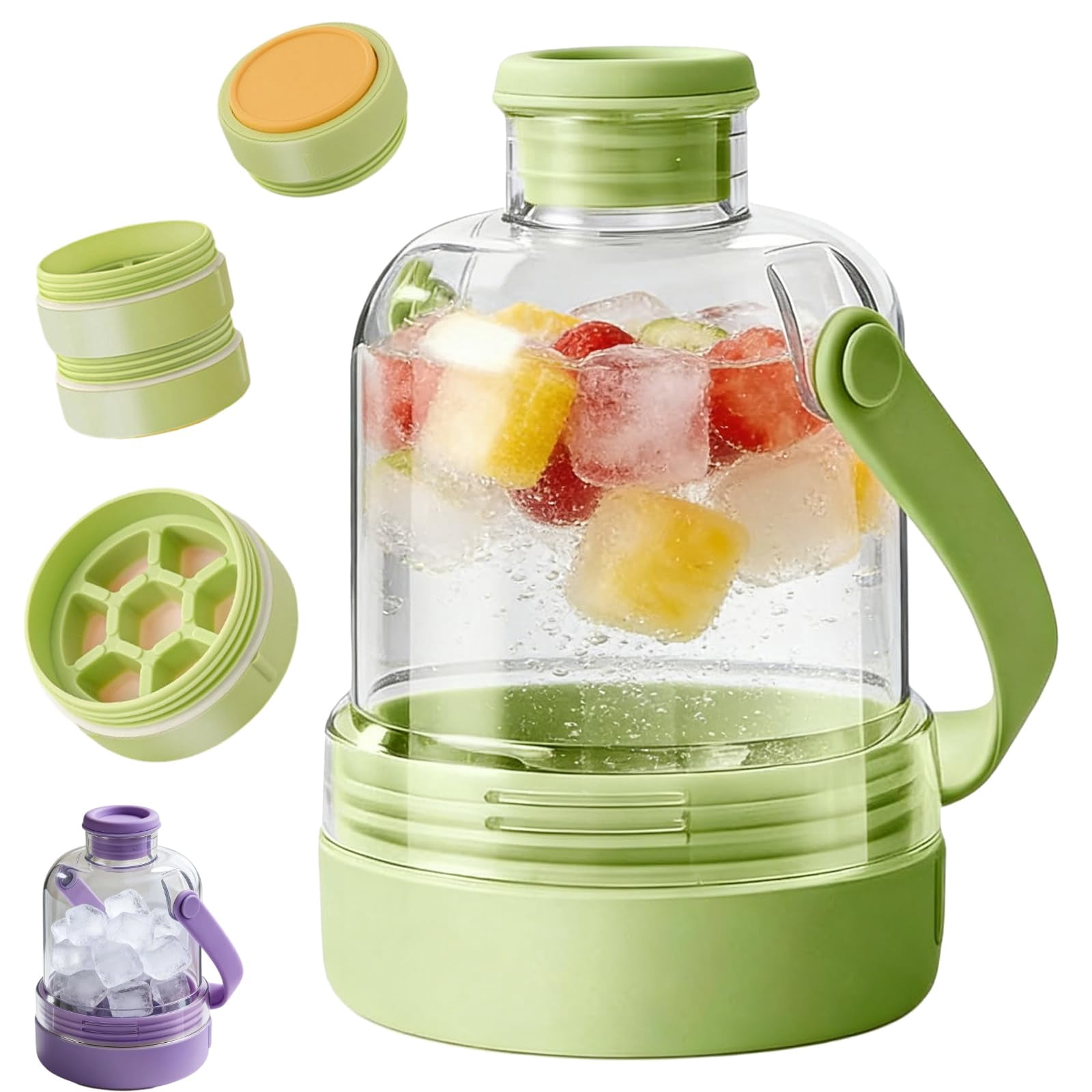 Multifunctional Transparent Water Bottle Ice Maker - Multifunctional Transparent Ice Ball Maker Kettle with Handle - Portable Silicone Ice Cube Cup for Freezer, Gym, Travel & Home Use