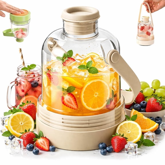 Multifunctional Transparent Water Bottle Ice Maker with ice Tray, 2-in-1 Iced Cube Bottle with Handle,Portable Touch-free Iced Coffee Cup,Easy Press to Release Tray for Travel Gym,Home,Office