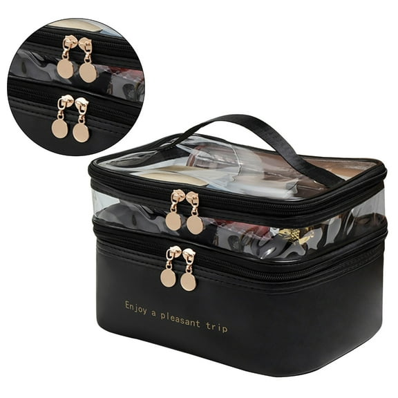 Multifunctional Travel Cosmetic Storage Bag with Separate Layers for Students