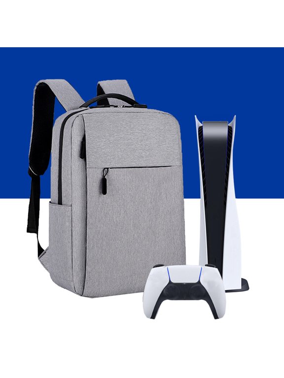Multifunctional Travel Storage Bag for Game Console Discs, Controllers, Game Cards, and Accessories, with USB Port, Gaming Travel Backpack for PS5/PS5 Slim, Waterproof