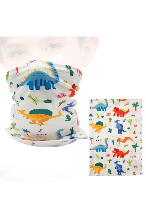 Multifunctional Tube Bandana Headband Face Mask Mouth Protective Cover For Kids Children, Dinosaur