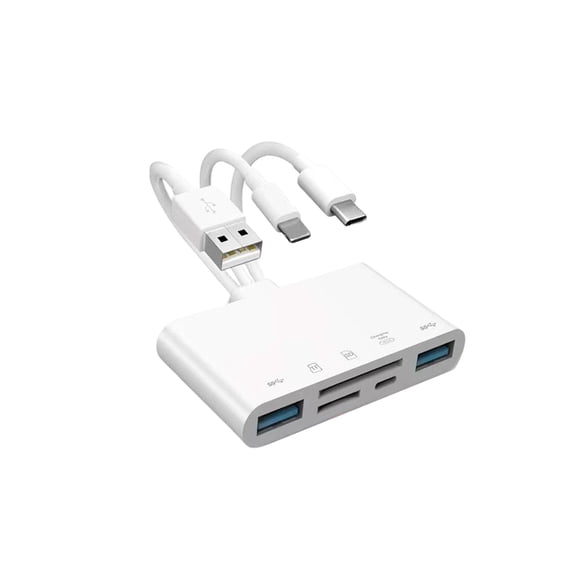 Multifunctional USB C Card Reader Plug and Play for SD TF Cards High Speed Data Transfer up to 2TB White