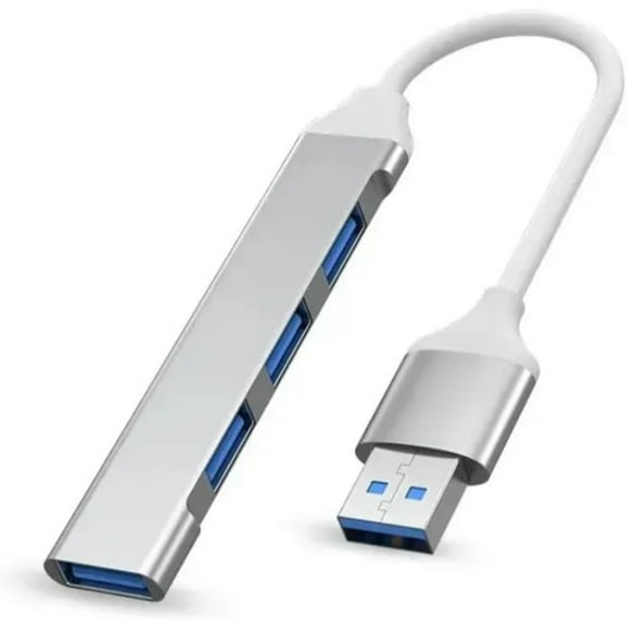 Multifunctional USB HUB 3.0 4-Port Data Transfer Converter for Laptop and Mobile Phone, 4 in 1 Ultra-thin Portable Data Center USB Aluminum (Silver)