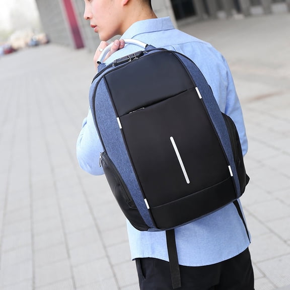 Multifunctional USB Password Lock Large Capacity Schoolbag,Blue