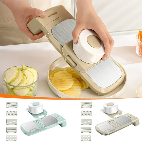 Multifunctional Vegetable Chopper, 5-in-1 Kitchen Slicer Dicer with Grater and 5 Blades, Non-slip Ergonomic Handle for Quick Meal Prep, Ideal for Home Cooks & Thy Eating,Vsgery