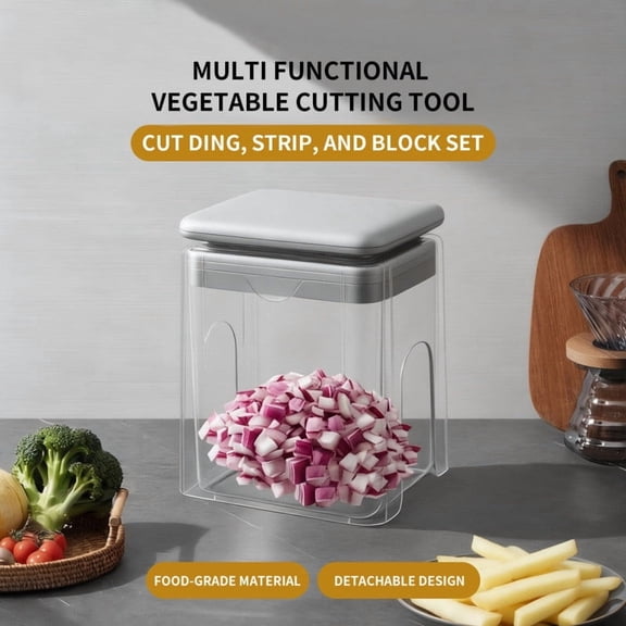 Multifunctional Vegetable Chopper Dicer with Stainless Steel Blades and Storage Container for Fast Kitchen Food Prep