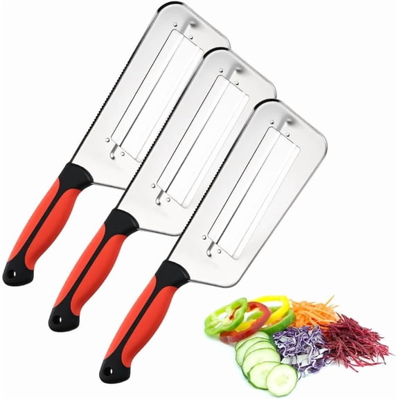 Multifunctional Vegetable Cutter, 2025 New Stainless Steel Dual Blade Julienne Cutter, Cabbage Slicer Shredder, Stainless Steel Vegetable Cutter Kitchen Lettuce Knife (3pcs)