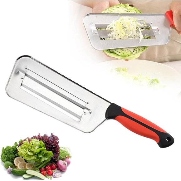 Multifunctional Vegetable Cutter, 2025 Upgraded Stainless Steel Double-layer Slicer, Cabbage Slicer Shredder, Stainless Steel Vegetable Cutter (1, Black Red)