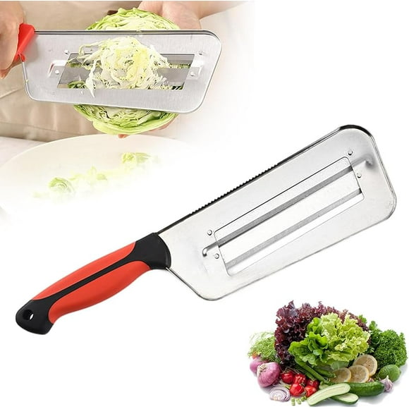 Multifunctional Vegetable Cutter, 2025 Upgraded Stainless Steel Double-layer Slicer, Cabbage Slicer Shredder, Stainless Steel Vegetable Cutter (1, Black Red)