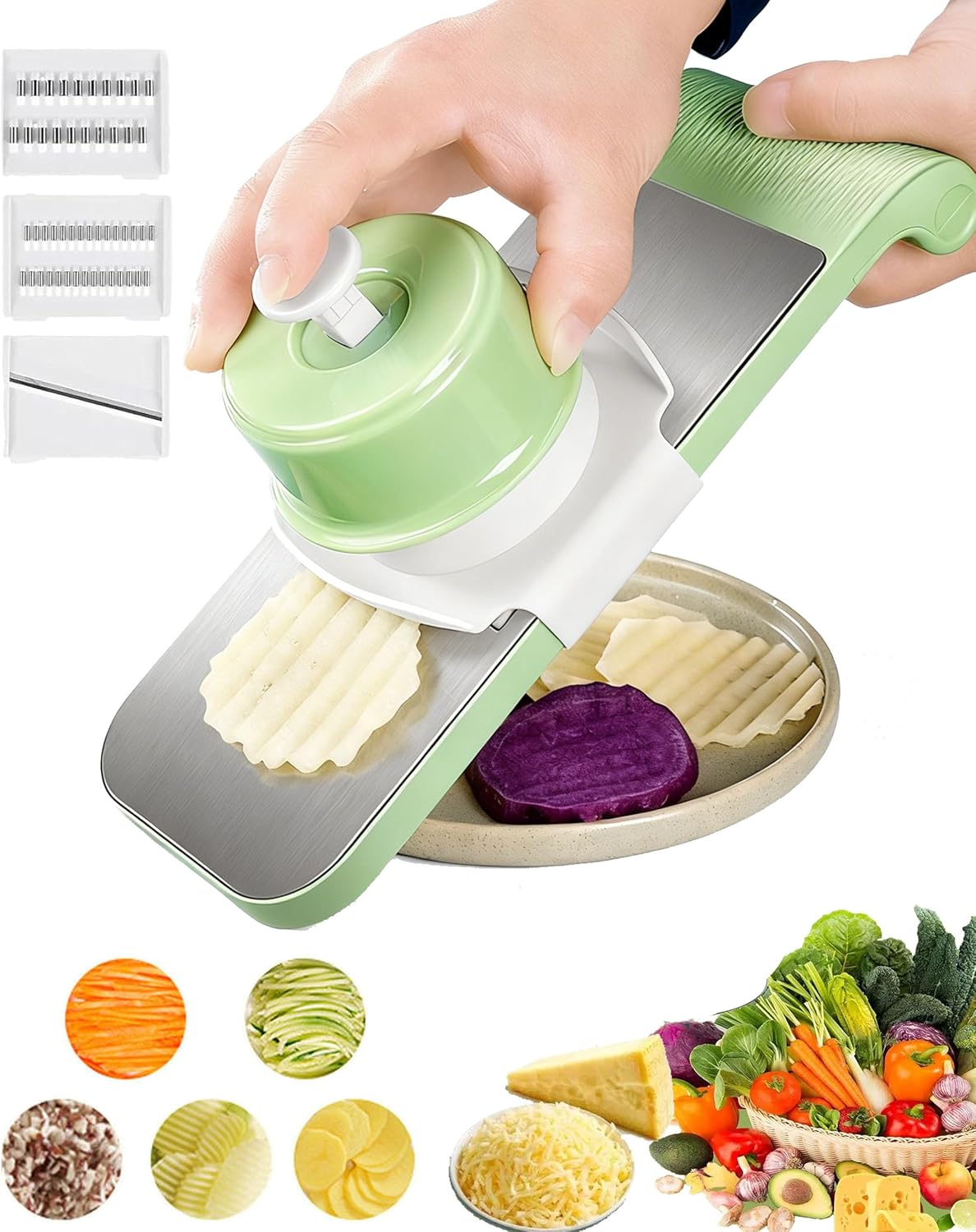 Multifunctional Vegetable Cutter | Mandoline Slicer with Slide-On Hand ...