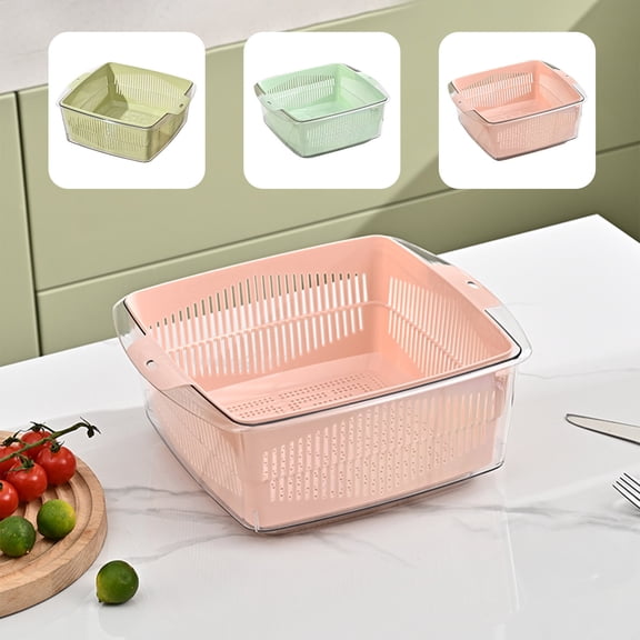 Multifunctional Vegetable & Fruit Washing Basket, 3-in-1 Strainer & Soaking Bowl, Ideal For Kitchen Food Cleaning And Prep, By UKHCCC