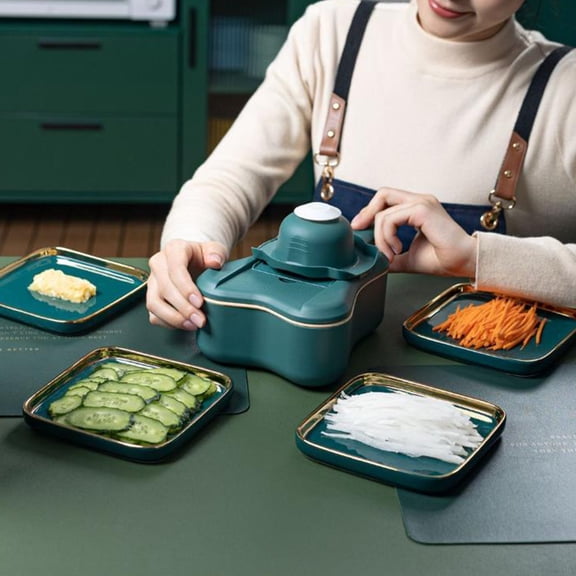Multifunctional Vegetable Grater with Container, Manual Mandoline Slicer and Shredder for Potato, Carrot, Cucumber, Salad and Kitchen Meal Prep