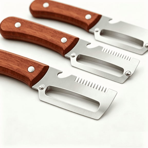 Multifunctional Vegetable Peeler, 2026 New 3Pcs Stainless Steel Potato Peeler with Wooden Handle, Durable Kitchen Fruit Peeler for Straight and Julienne Cuts