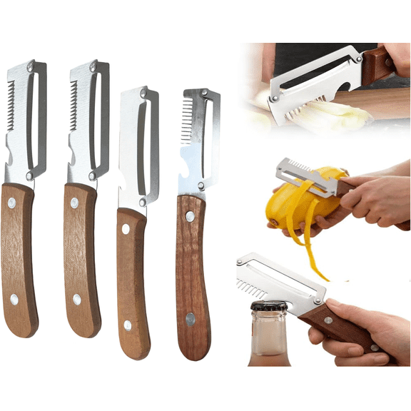 Multifunctional Vegetable Peeler 4 Piece Set, Sharp Metal Blade Peeler With Shredding Function And Eye Remover, Comfortable Non-Slip Handle Kitchen Gadget